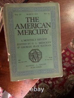 Mencken - 10 numéros de l'American Mercury des débuts 1924 (y compris vol 1/no 1)