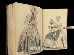 Mode 1838 1ère édition Magazine des Dames Costume Robe Couleur Illustrée Reine Victoria