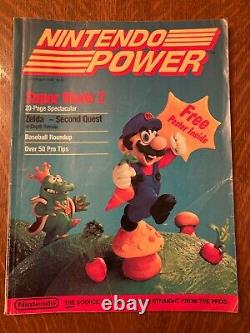 Nintendo Power Vol. 1 Juillet/août 1988 Super Mario 2 Zelda Map Poster, Complet