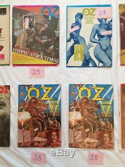 Oz Magazine Collection 12 Magazines 10 Numéros 7, 13, 19, 25, 31, 36, 37, 38, 40, 47