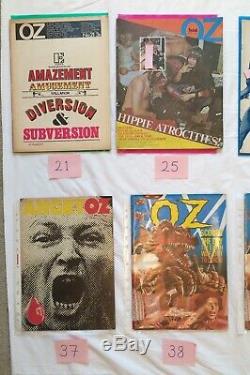 Oz Magazine Collection 12 Magazines 10 Numéros 7, 13, 19, 25, 31, 36, 37, 38, 40, 47