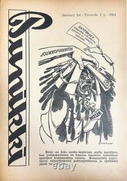 PUNIKKI v. 24, 1934 Année Complète Rareté Magazine Socialiste Finlandais-Américain