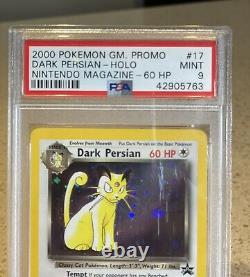 Pokemon Card Dark Persian Holo Psa Mint 9, Nintendo Magazine Promo #17