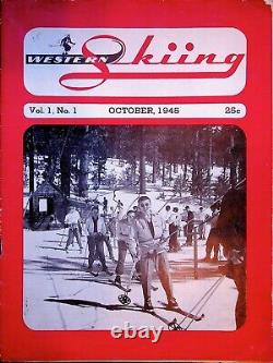 Première édition du magazine Western Skiing, octobre 1945, RARE, Clubs de ski universitaires