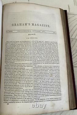 Rare 1851 Grahams Magazine Livre 1st Ed Rare Pre CIVIL War. Livre Super Cool