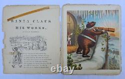 Rare Original 1869 Santa Claus et ses œuvres Magazine Livre en Lin McLoughlin Bros