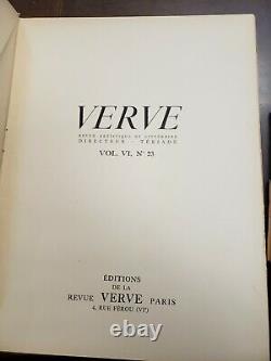 Rare Verve Magazine Vol VI #23 1949 Cover Lithograph Par H. Matisse
