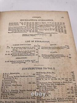 Rareté 1835 Volume Un Le Magazine des Jardiniers Américains Registre livre en cuir et en planches