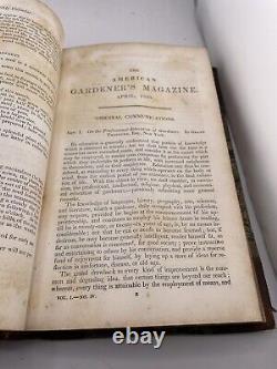 Rareté 1835 Volume Un Le Magazine des Jardiniers Américains Registre livre en cuir et en planches