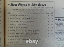 Reliure 1954 Billboard Magazine nouvelles classements R&B, nouvel artiste Elvis, jukebox Fats D