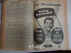 Reliure 1954 Billboard Magazine nouvelles classements R&B, nouvel artiste Elvis, jukebox Fats D