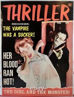 Thriller #1 Tempest Magazine 1962 Couverture controversée d'horreur avec un nœud de Myron Fass