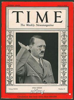 Time Magazine 13 avril 1936 Adolph Hitler Goebbels Goering années 1930