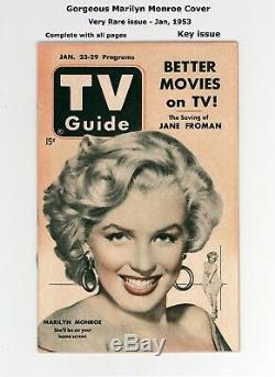Tres Rare Janvier 1953 Guide Tv Belle Marilyn Monroe Couverture! Très Agréable