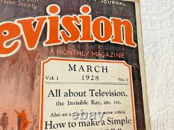 Très Rare Magazine de TÉLÉVISION Vol 1 No 1 Mars 1928 Premier Journal de Télévision au Monde