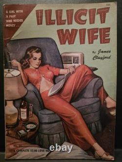 VTG Femme illicite 1948 roman de gare broché magazine digest de sleaze couverture GGA célèbre art RARE
