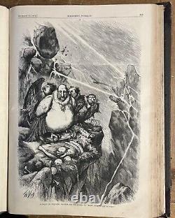 Volume relié de Harper's Weekly de 1871 de Thomas Nast sur l'incendie de Chicago. 1216 pages.