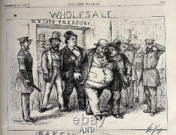 Volume relié de Harper's Weekly de 1871 de Thomas Nast sur l'incendie de Chicago. 1216 pages.