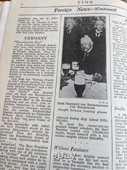 Volume relié du magazine TIME juillet-décembre 1926, original rare